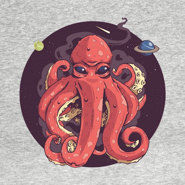 Space Octopus squirting ink by Bubsart78